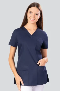 Uniformix Kosmetologia|Stomatologia-Bluza medyczna, 4 kieszenie, taliowana, Select, SE1002, atramentowy