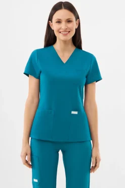 Uniformix Fizjoterapia|Kosmetologia-Bluza medyczna damska , Super Flex 4000-Caribbean Blue