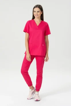 Uniformix Kosmetologia|Stomatologia-Bluza medyczna damska, FLEX ZONE FZ1001B, róż intensywny