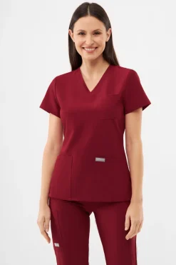 Uniformix Fizjoterapia|Kosmetologia-Bluza medyczna damska , Super Flex 4000-Burgundy