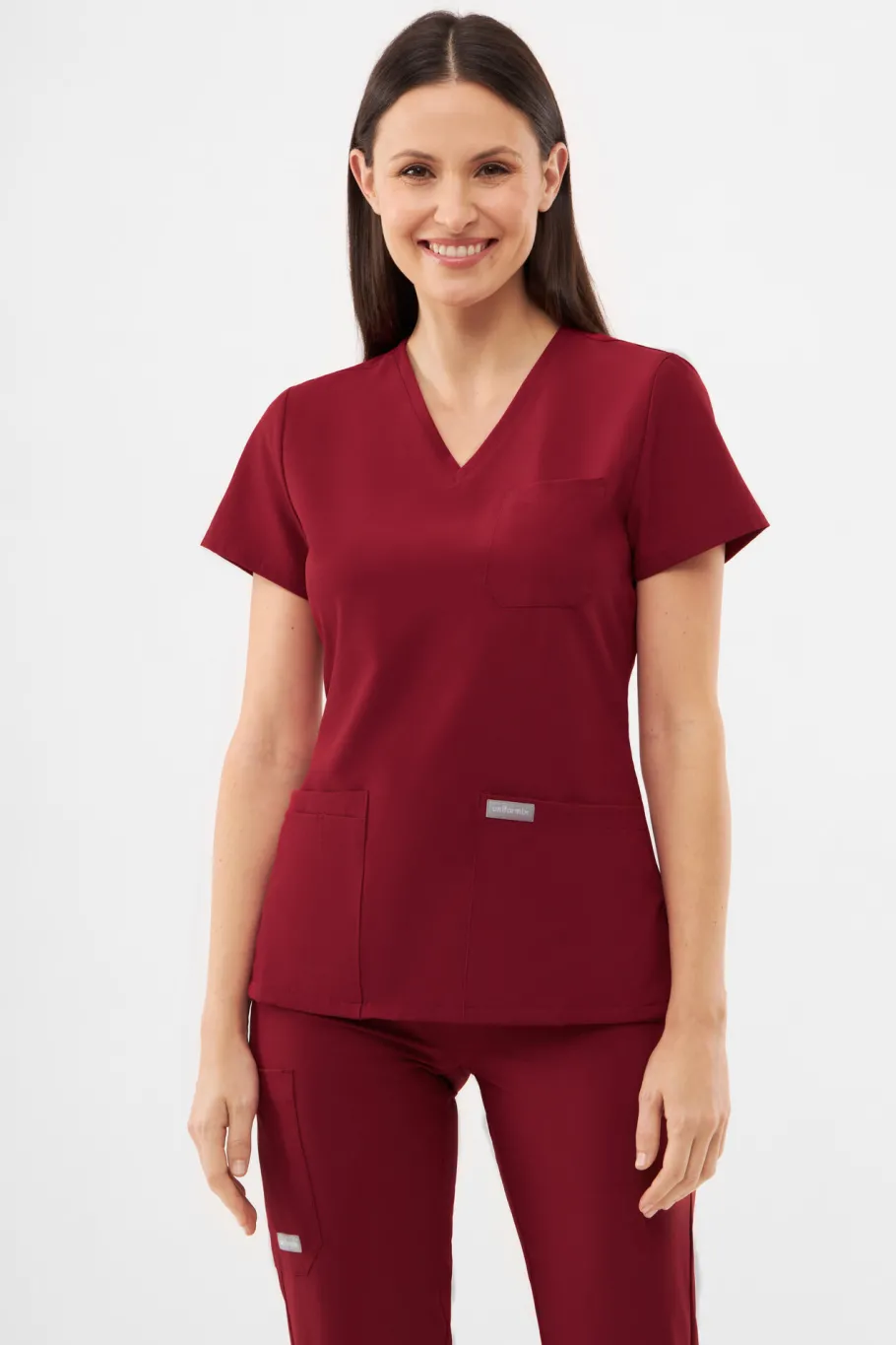 Uniformix Fizjoterapia|Kosmetologia-Bluza medyczna damska , Super Flex 4000-Burgundy