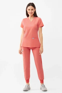 Uniformix Fizjoterapia|Kosmetologia-Bluza medyczna damska RayOn, 3000, Salomon Orange