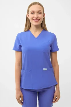Uniformix Fizjoterapia|Kosmetologia-Bluza medyczna damska , Super Flex 4000, Ceil Blue
