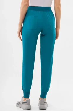 Uniformix Fizjoterapia|Kosmetologia-Spodnie medyczne damskie Super Flex, 4020-Caribbean Blue