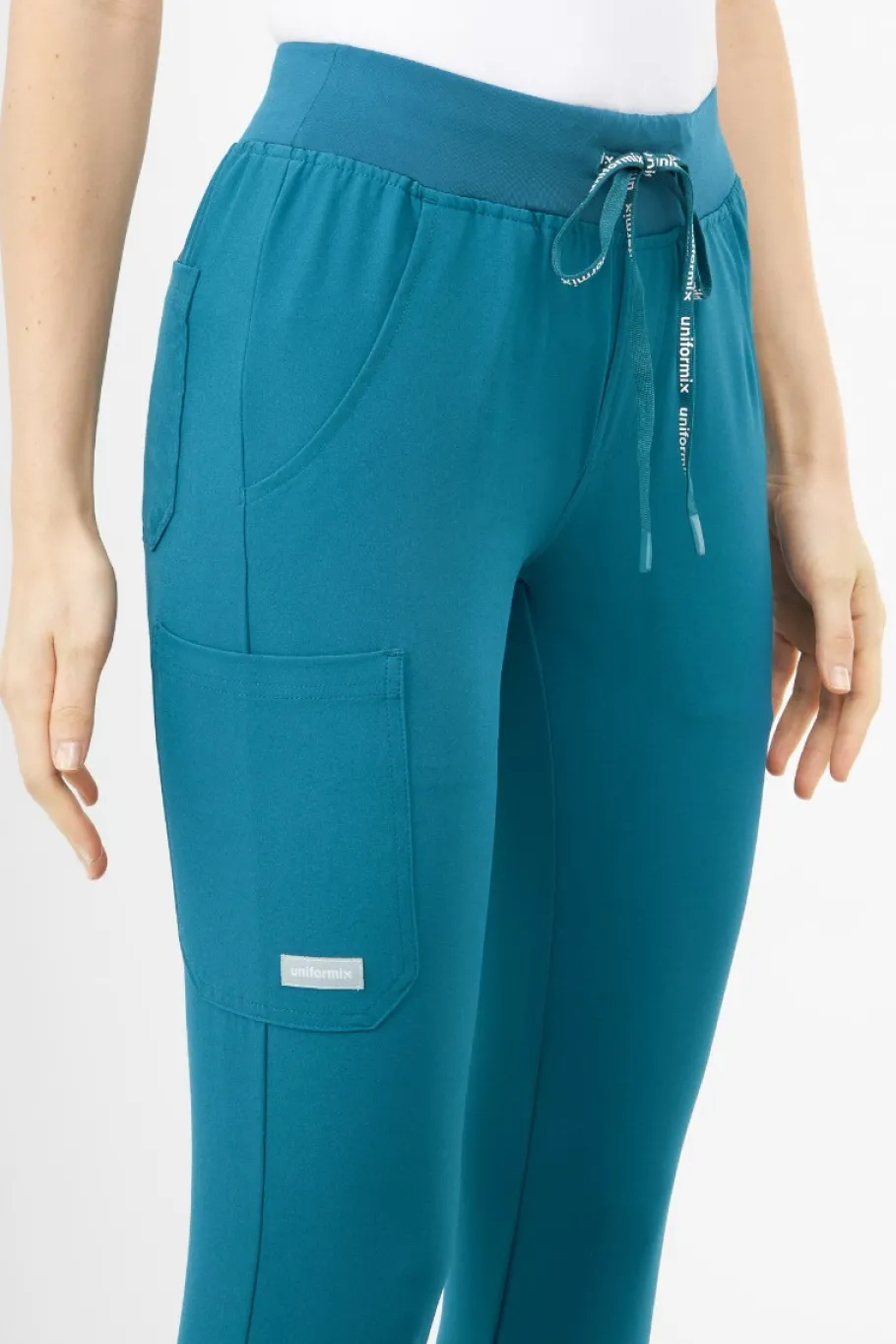 Uniformix Fizjoterapia|Kosmetologia-Spodnie medyczne damskie Super Flex, 4030 Caraibben blue