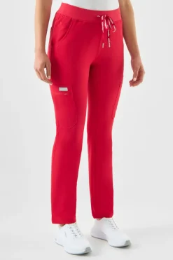 Uniformix Fizjoterapia|Kosmetologia-Spodnie medyczne damskie RayOn, 3030,Red