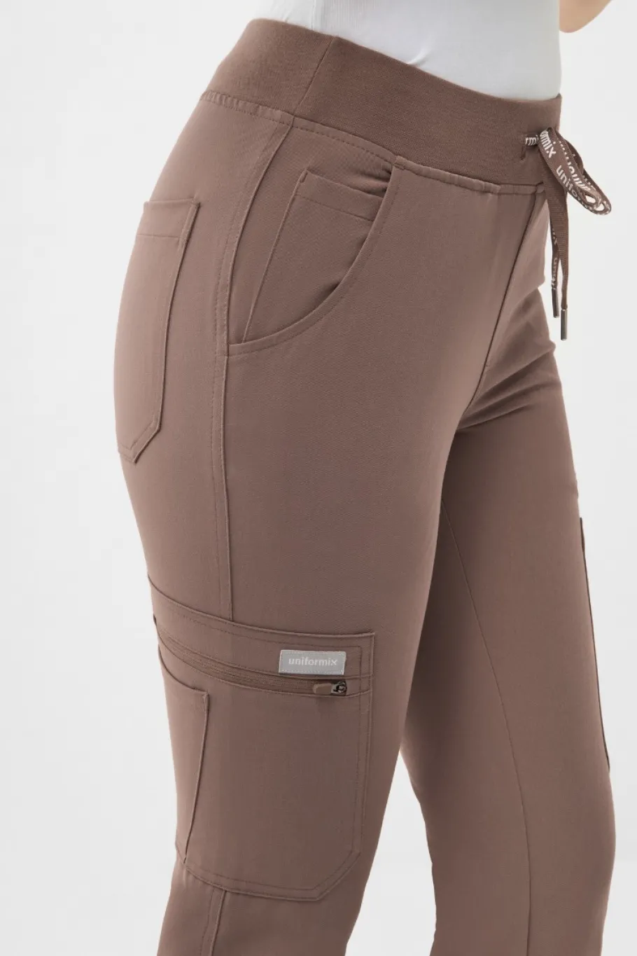 Uniformix Fizjoterapia|Kosmetologia-Spodnie medyczne damskie RayOn, 3030 Root Brown