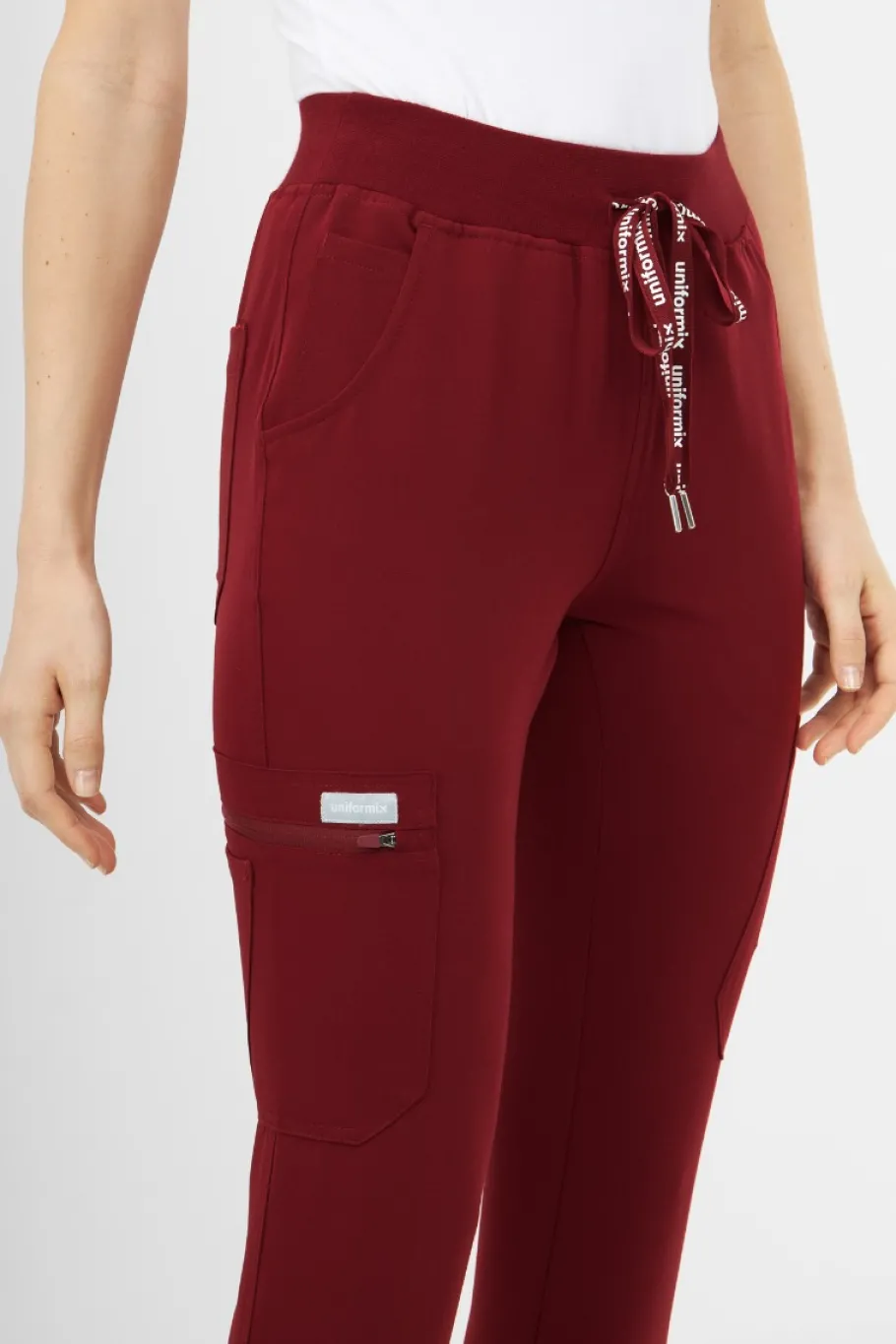 Uniformix Fizjoterapia|Kosmetologia-Spodnie medyczne damskie RayOn, 3030,Burgundy