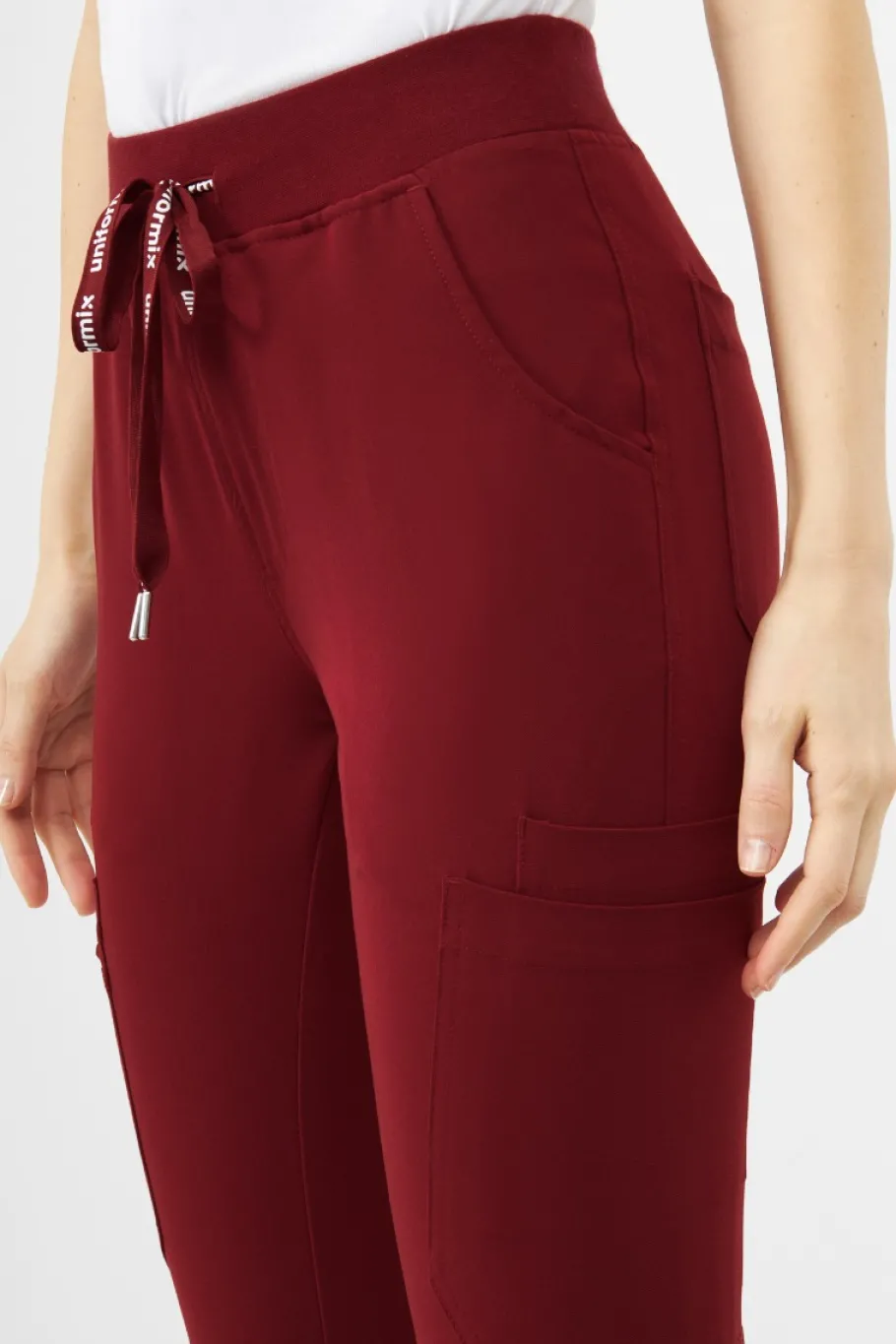 Uniformix Fizjoterapia|Kosmetologia-Spodnie medyczne damskie RayOn, 3030,Burgundy