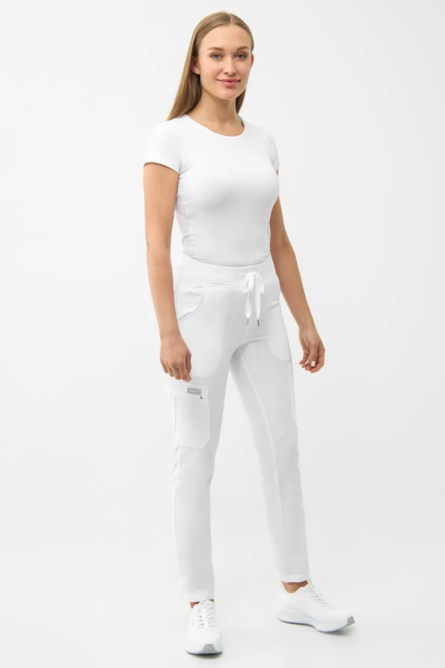 Uniformix Fizjoterapia|Kosmetologia-Spodnie medyczne damskie RayOn, 3030 White