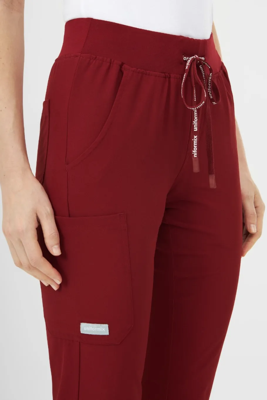 Uniformix Fizjoterapia|Kosmetologia-Spodnie medyczne damskie Super Flex, 4030 Burgundy