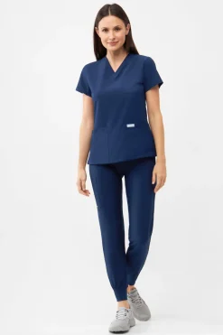 Uniformix Fizjoterapia|Kosmetologia-Spodnie medyczne damskie Super Flex, 4020-Navy