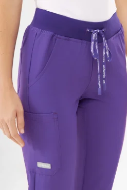 Uniformix Fizjoterapia|Kosmetologia-Spodnie medyczne damskie Super Flex, 4020- Plum wine