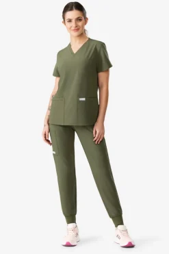 Uniformix Fizjoterapia|Kosmetologia-Spodnie medyczne damskie Super Flex, 4020, Tea Leaf