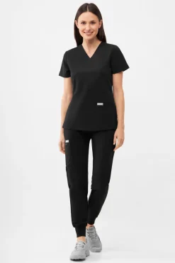 Uniformix Fizjoterapia|Kosmetologia-Spodnie medyczne damskie RayOn, 3020, Black