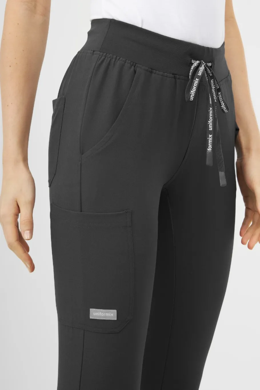 Uniformix Fizjoterapia|Kosmetologia-Spodnie medyczne damskie Super Flex, 4030 Dark Grey