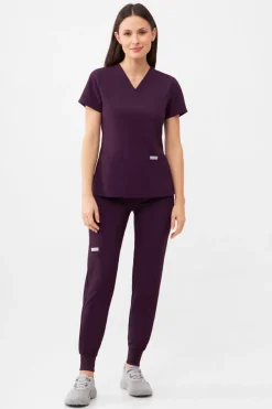 Uniformix Fizjoterapia|Kosmetologia-Spodnie medyczne damskie Super Flex, 4020-Dark Purple