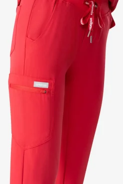 Uniformix Fizjoterapia|Kosmetologia-Spodnie medyczne damskie RayOn, 3020, Red