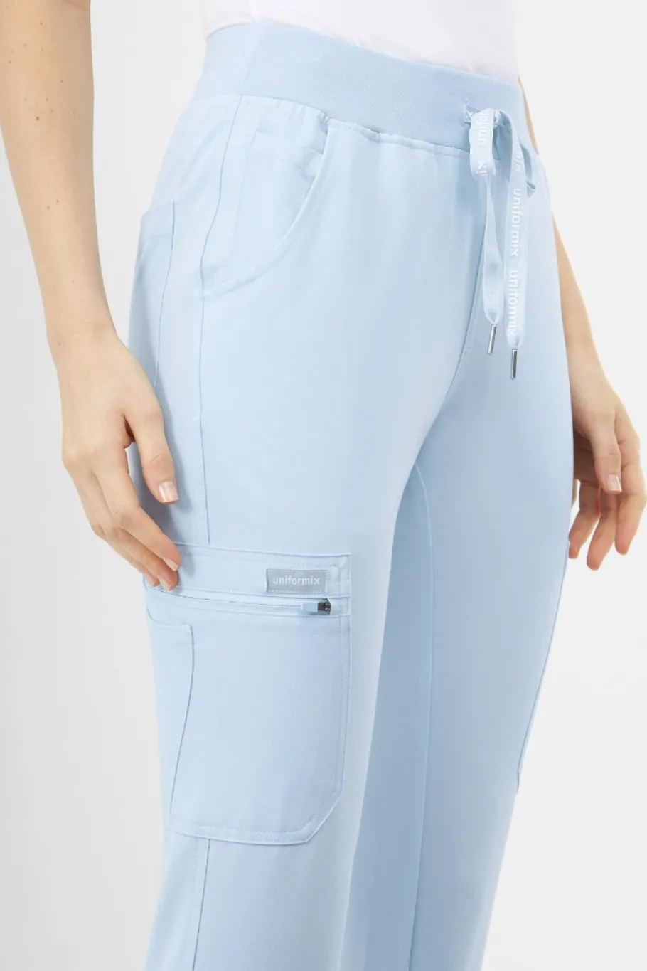 Uniformix Fizjoterapia|Kosmetologia-Spodnie medyczne damskie RayOn, 3030,Sky blue