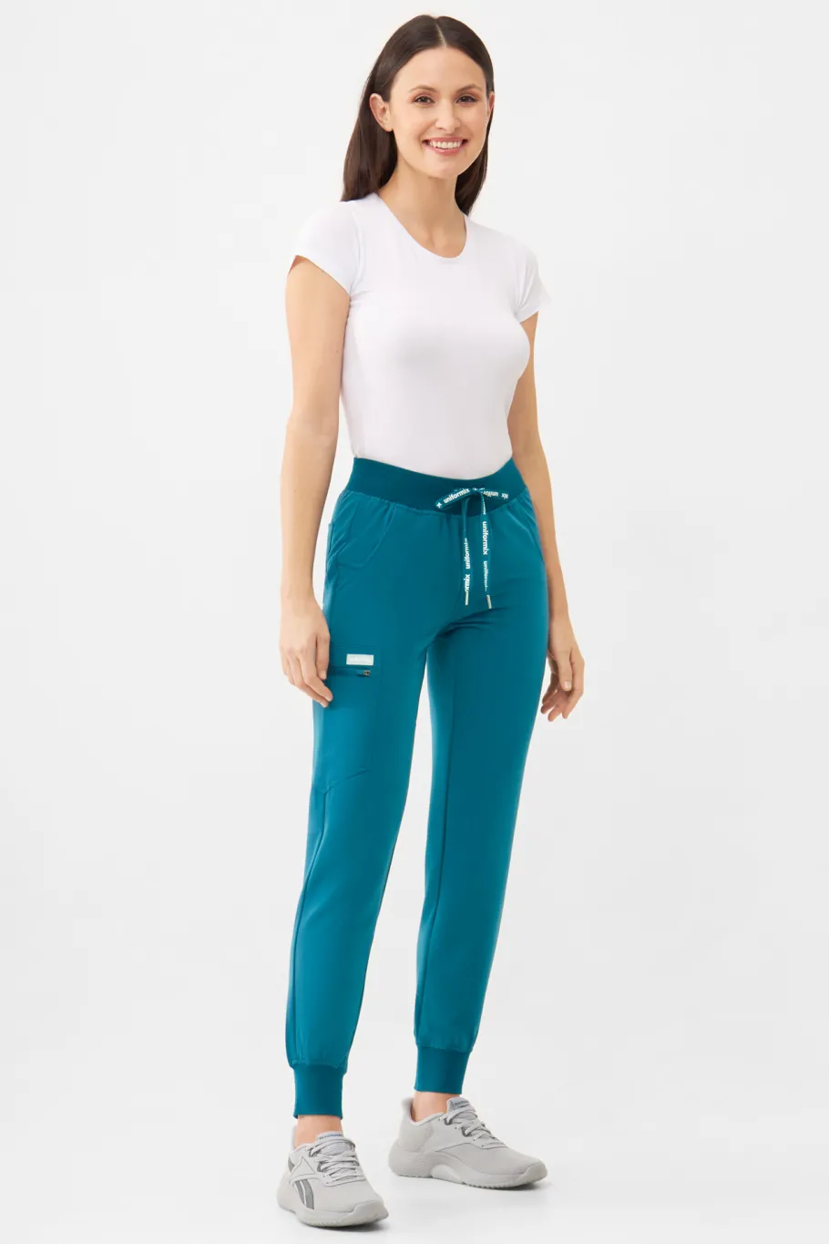 Uniformix Fizjoterapia|Kosmetologia-Spodnie medyczne damskie RayOn, 3020, Caribbean Blue