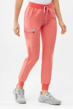 Uniformix Fizjoterapia|Kosmetologia-Spodnie medyczne damskie RayOn, 3020, Salomon Orange