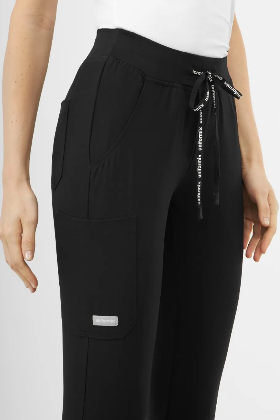 Uniformix Fizjoterapia|Kosmetologia-Spodnie medyczne damskie Super Flex, 4030 Black