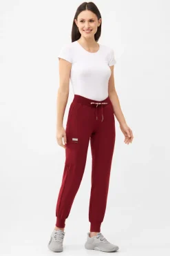 Uniformix Fizjoterapia|Kosmetologia-Spodnie medyczne damskie RayOn, 3020, Burgundy