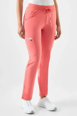 Uniformix Fizjoterapia|Kosmetologia-Spodnie medyczne damskie RayOn, 3030, Salomon Orange