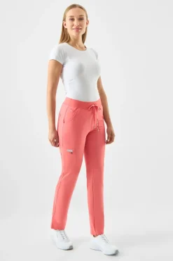 Uniformix Fizjoterapia|Kosmetologia-Spodnie medyczne damskie RayOn, 3030, Salomon Orange