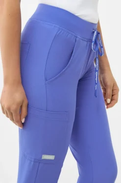 Uniformix Fizjoterapia|Kosmetologia-Spodnie medyczne damskie Super Flex, 4020-Ceil Blue