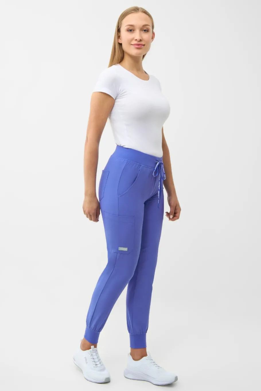 Uniformix Fizjoterapia|Kosmetologia-Spodnie medyczne damskie Super Flex, 4020-Ceil Blue