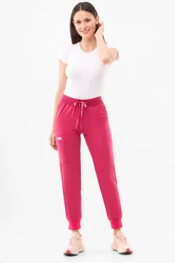 Uniformix Fizjoterapia|Kosmetologia-Spodnie medyczne damskie RayOn, 3020, Virtual Pink