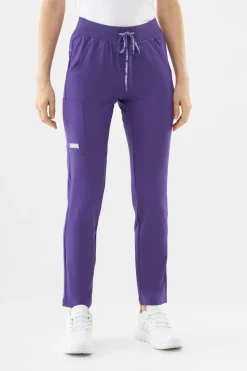 Uniformix Fizjoterapia|Kosmetologia-Spodnie medyczne damskie Super Flex, 4030 Plum wine