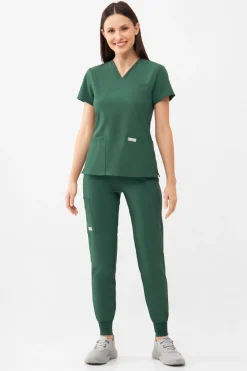 Uniformix Fizjoterapia|Kosmetologia-Spodnie medyczne damskie Super Flex, 4020- Hunter green