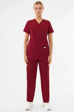 Uniformix Kosmetologia|Stomatologia-Spodnie medyczne uniwersalne TEAM T1190, Burgundy